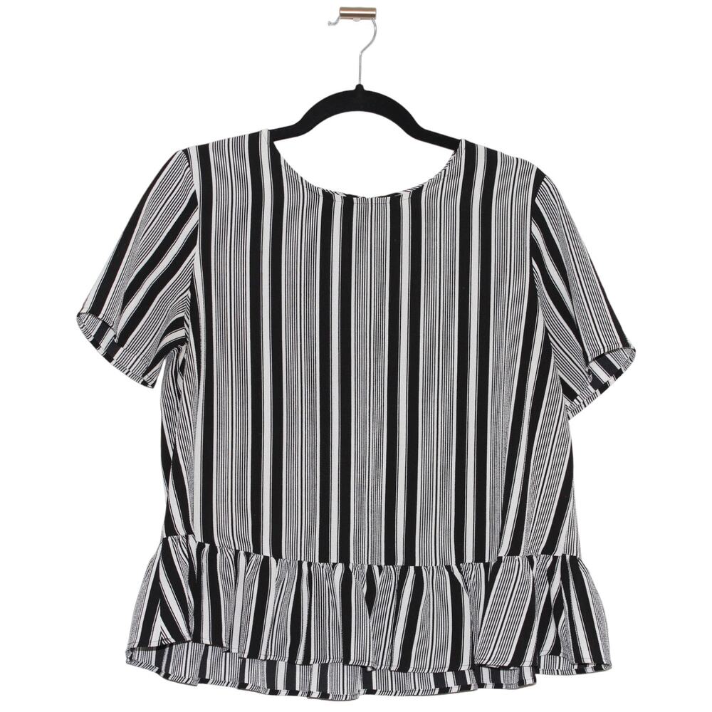 KOTON Black Striped Peplum Blouse Size Large